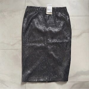 Everleigh Silver Sequin Black Pencil Skirt NWT Women's Medium
